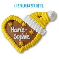 Vorschau: Lebkuchenherz Rohling mit Weihnachtsmütze - ohne Alles - 12cm