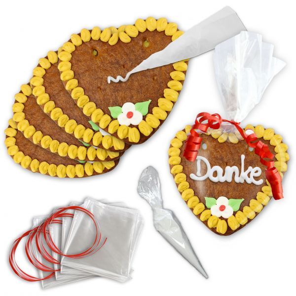 Lebkuchenherz Rohling - Selberbeschriften 10er-Set - 14cm - Gelb