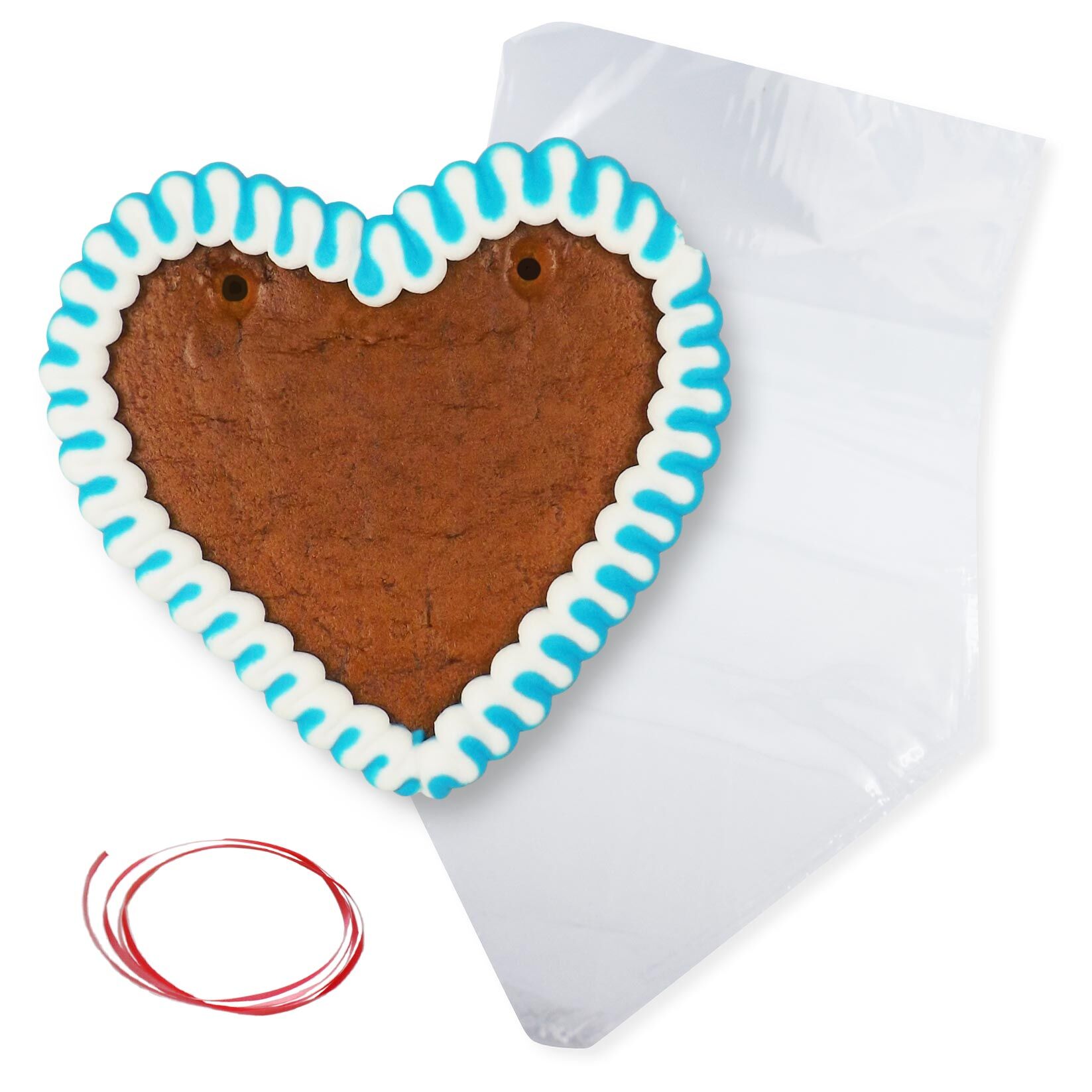 Lebkuchenherz Rohling - 12cm mit Rand - Blau-Weiß - inklusive Wiederverpackung