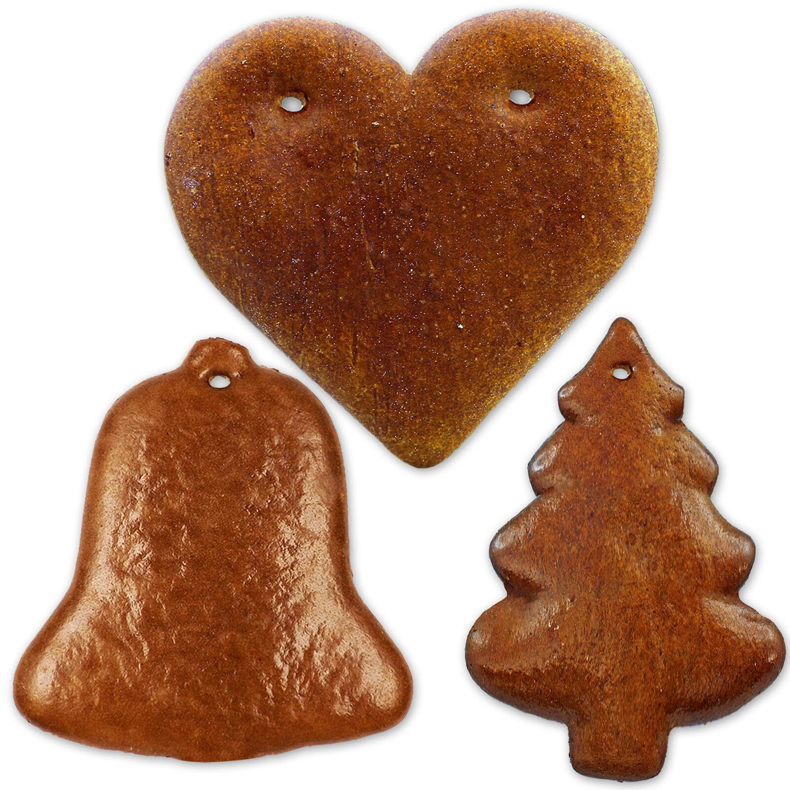 Lebkuchen Rohling Set -  15 Stück - Herz Tanne Glocke - 12cm