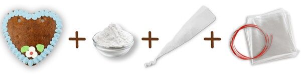 Inhalt des Sets zum selbst verzieren der Lebkuchenherzen