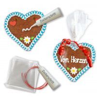 Vorschau: Mini Lebkuchenherz Selber Beschriften Set - 12cm - Design 1 - blau-weiß