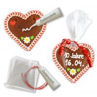 Vorschau: Mini Lebkuchenherz Selber Beschriften Set - 12cm - Design 1 - rot-weiß