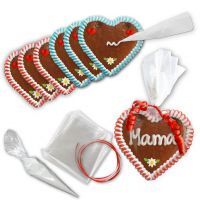 Vorschau: Lebkuchenherzen - Do it Yourself Set - 12cm - Design 1 - 10 Stück gemischt