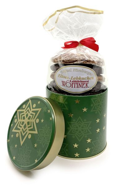 Lebkuchendose Grün - Goldstern - ohne Inhalt